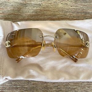 Beautiful Chanel glasses with golden color lenses